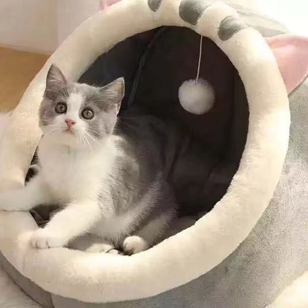 1PC Warm Winter Four Seasons Universal Semi-Closed Cute Comfortable Cat Nest Bed Warm Pet Nest